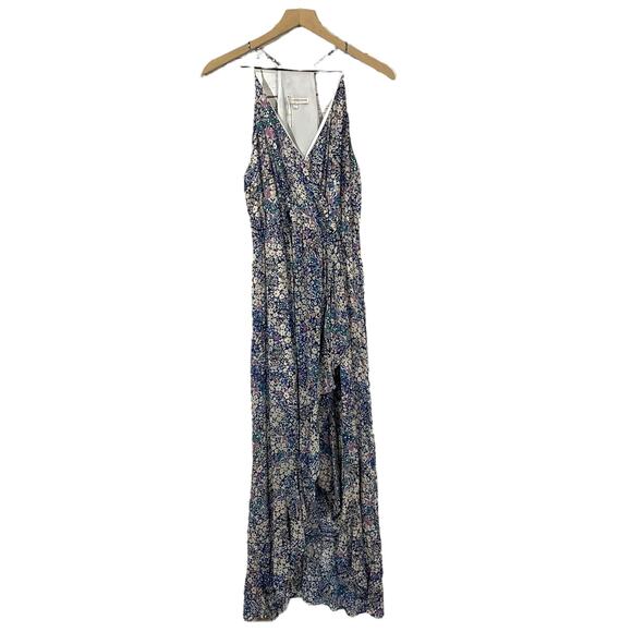 Lavender Brown Floral Faux Wrap Dress - Large - Picture 3 of 10